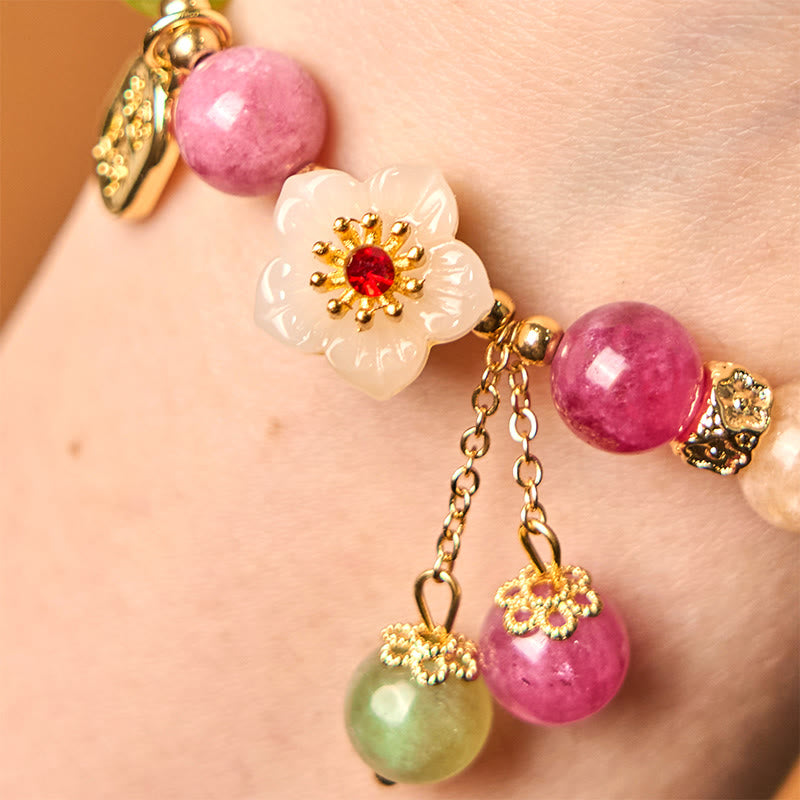 Nimara Ritual Natural Tourmaline Fu Character Flower Lucky Brand Bracelet