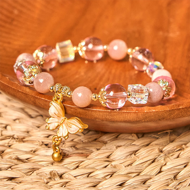 Nimara Ritual Natural Amethyst Sun Stone Butterfly Peace Bracelet
