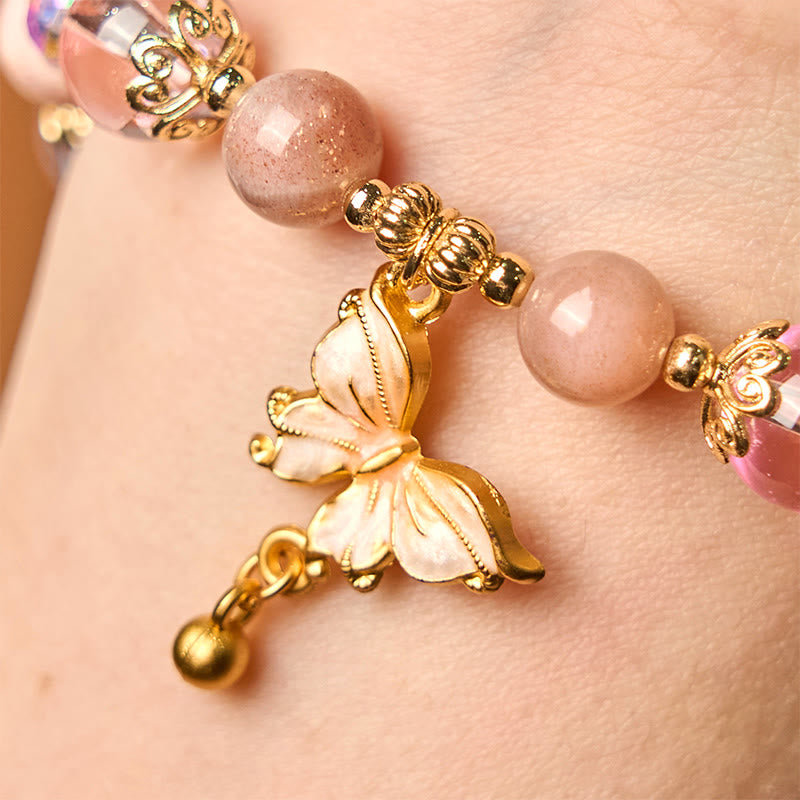 Nimara Ritual Natural Amethyst Sun Stone Butterfly Peace Bracelet