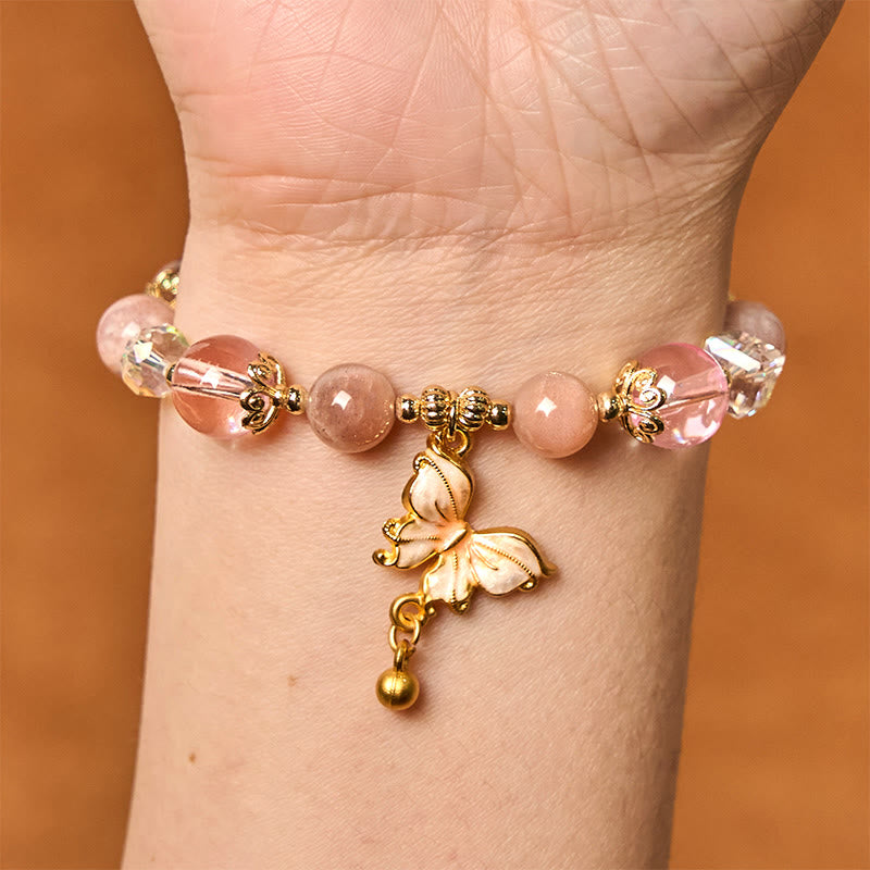 Nimara Ritual Natural Amethyst Sun Stone Butterfly Peace Bracelet