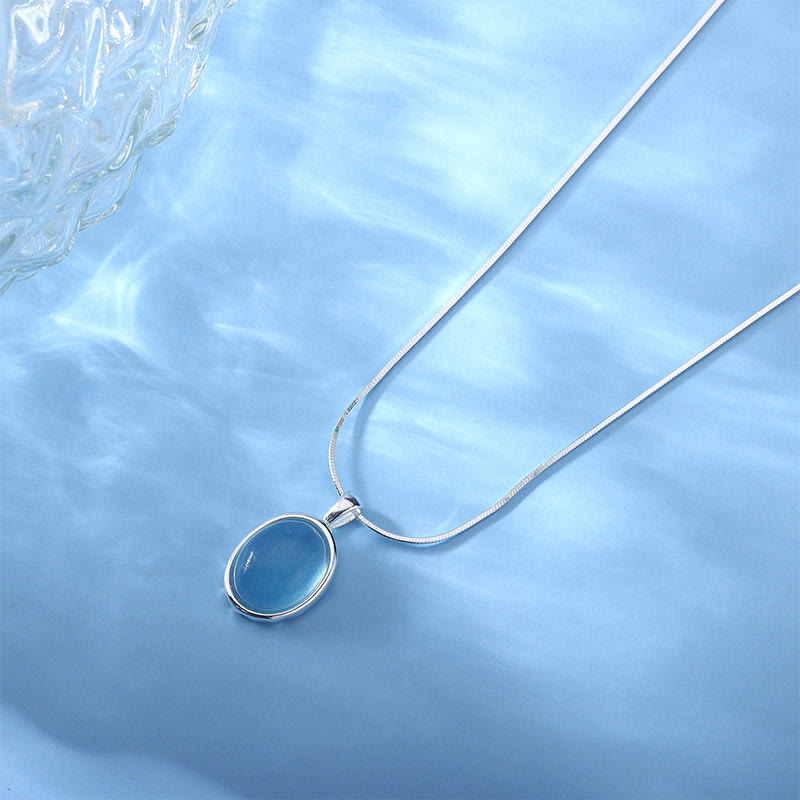 Nimara Ritual 925 Sterling Silver Aquamarine Healing Clavicle Chain Necklace Pendant