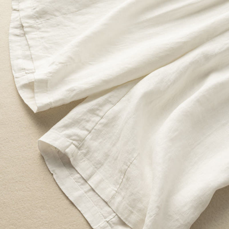 Nimara Ritual Summer Casual Plain Zipper Button Cotton Linen Women's Shorts With Pockets