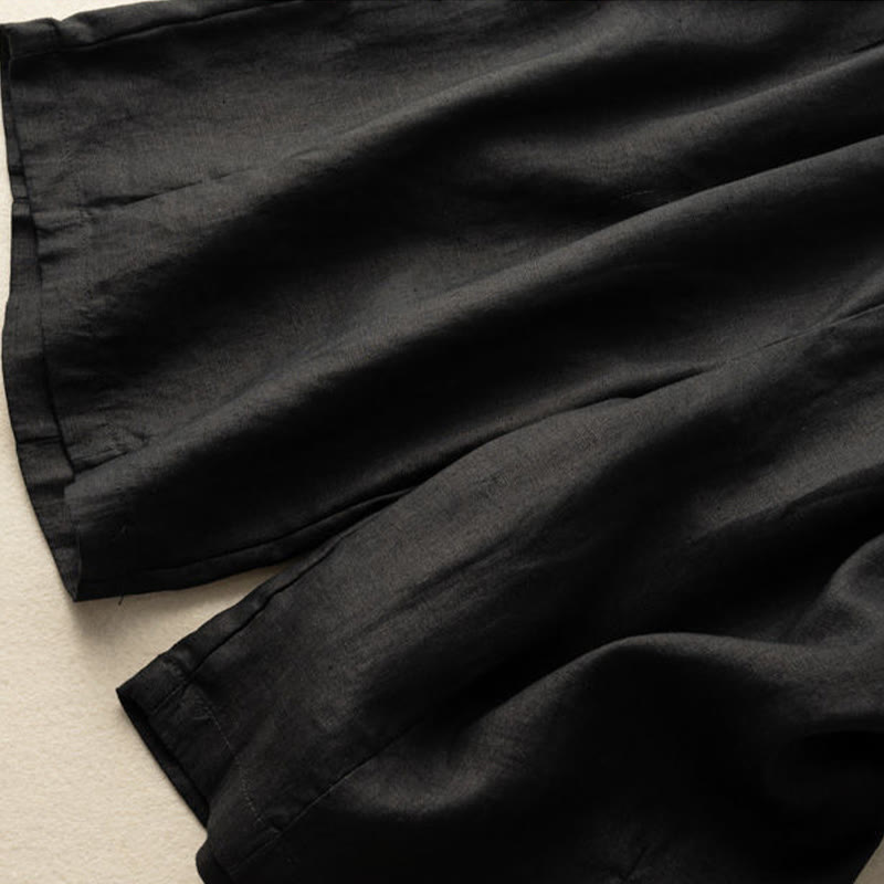 Nimara Ritual Summer Casual Plain Zipper Button Cotton Linen Women's Shorts With Pockets