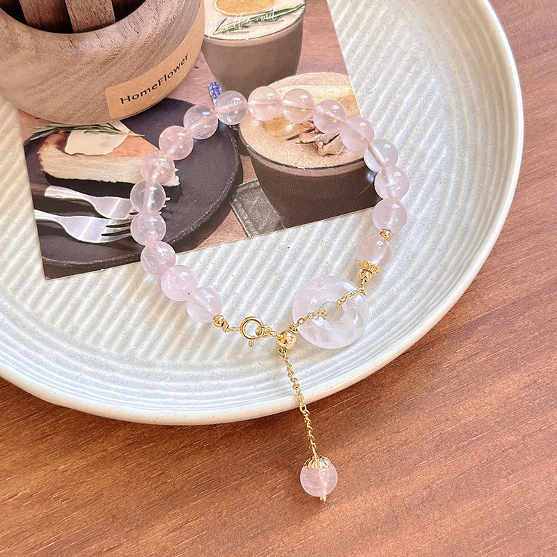 Nimara Ritual Natural Pink Crystal Beads Peace Buckle Self-acceptance Bracelet