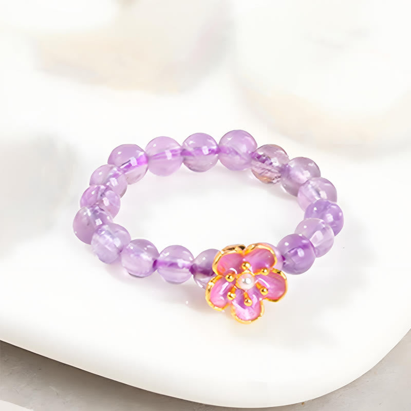 Nimara Ritual 3mm Amethyst Peach Blossom Elastic String Ring