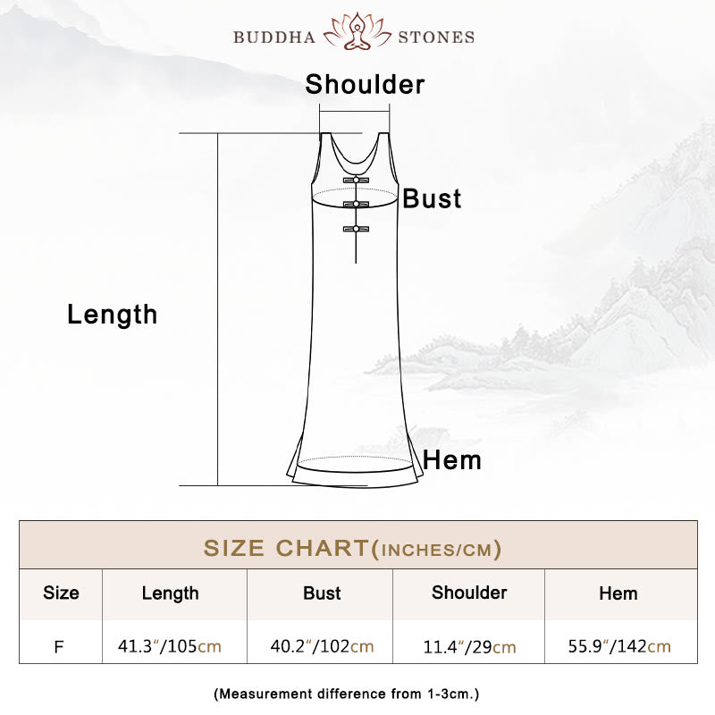 Nimara Ritual Frog-Button Ramie Linen Women's Sleeveless Knee Length Dress With Pockets