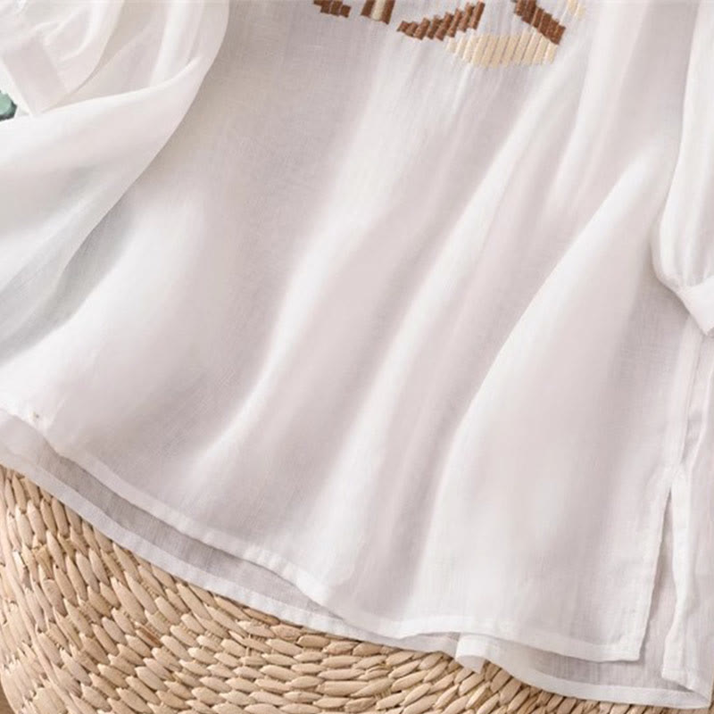 Nimara Ritual Casual Symmetrical Embroidery Women's Crew Neck Design Half Sleeve Spandex T-shirt