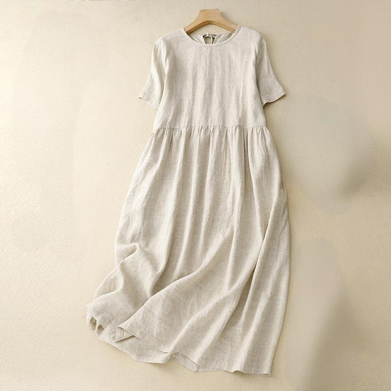 Nimara Ritual Casual Short Sleeve Bowknot Tie Straps Women's Midi Dress With Pockets