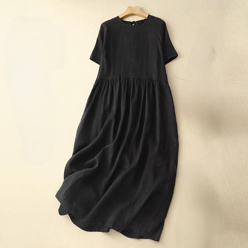 Nimara Ritual Casual Short Sleeve Bowknot Tie Straps Women's Midi Dress With Pockets