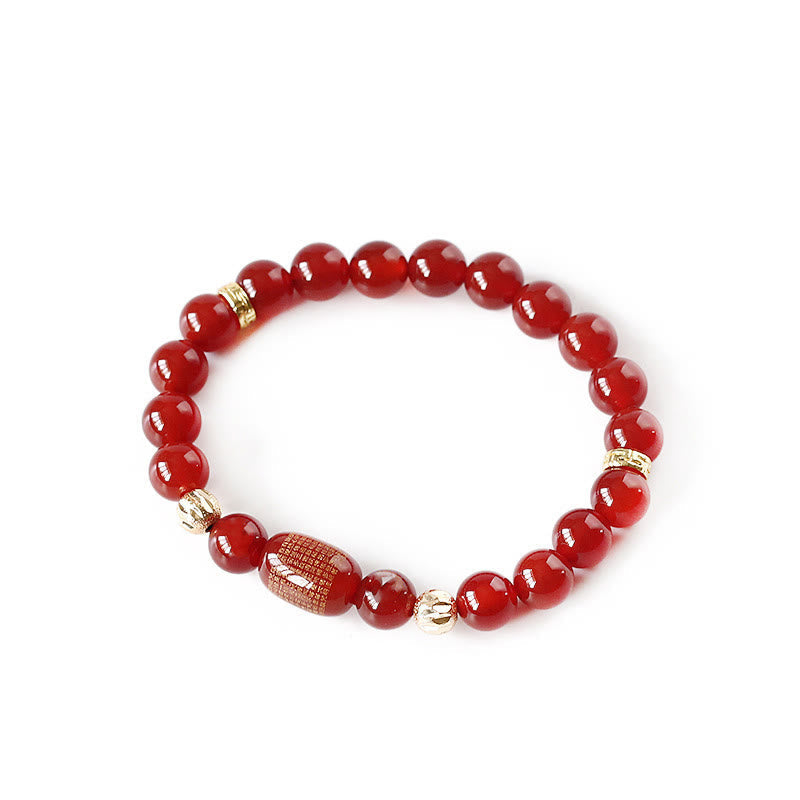Nimara Ritual Natural Red Agate Green Agate Buddhist Sutras Calm Bracelet