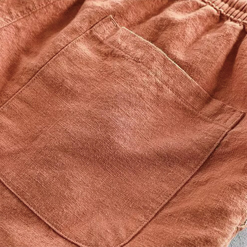 Nimara Ritual Drawstring Elastic Waist Cotton Men's Shorts With Pockets