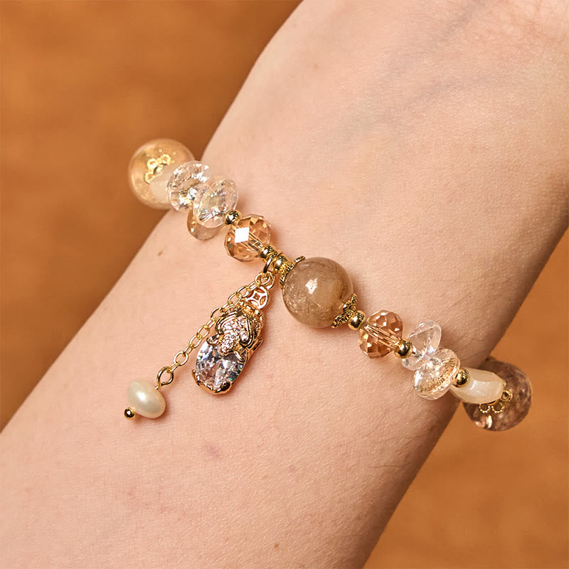 Nimara Ritual Natural Citrine Green Strawberry Quartz PiXiu Prosperity Bracelet
