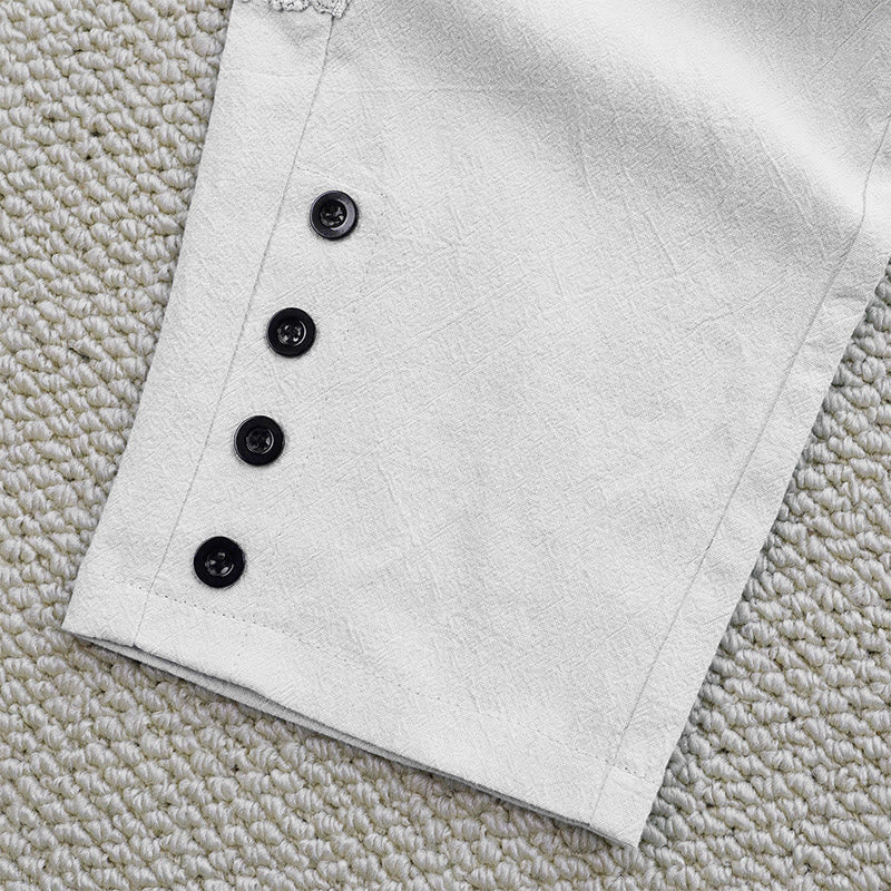 Nimara Ritual Summer Plain Color Splicing Design Cotton Linen Women's Pants With Pockets