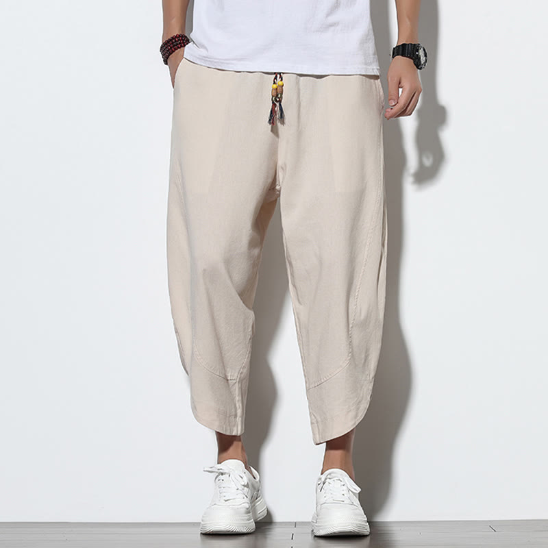 Nimara Ritual Casual Summer Drawstring 7-8 Length Men's Harem Pants With Pockets