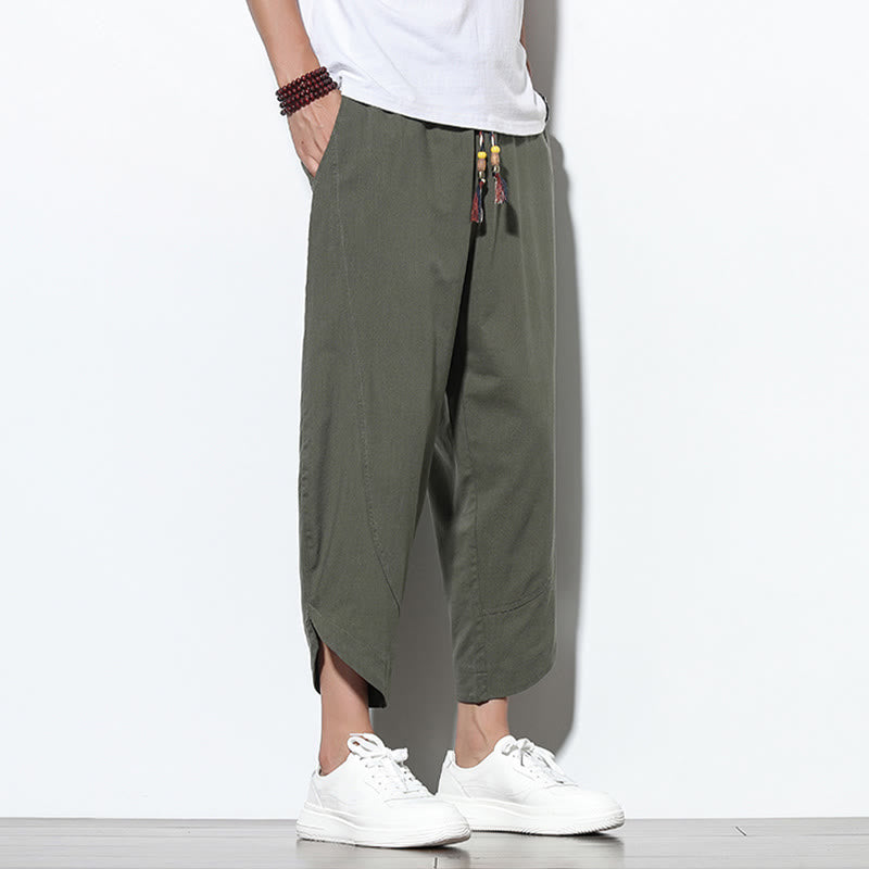 Nimara Ritual Casual Summer Drawstring 7-8 Length Men's Harem Pants With Pockets