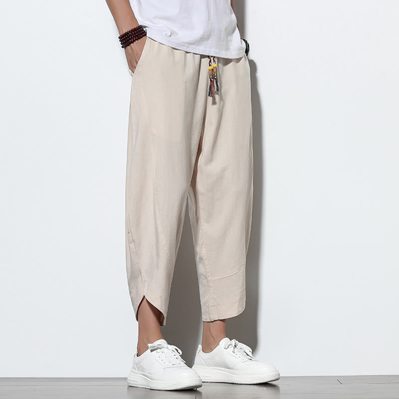 Nimara Ritual Casual Summer Drawstring 7-8 Length Men's Harem Pants With Pockets
