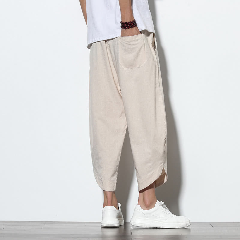Nimara Ritual Casual Summer Drawstring 7-8 Length Men's Harem Pants With Pockets