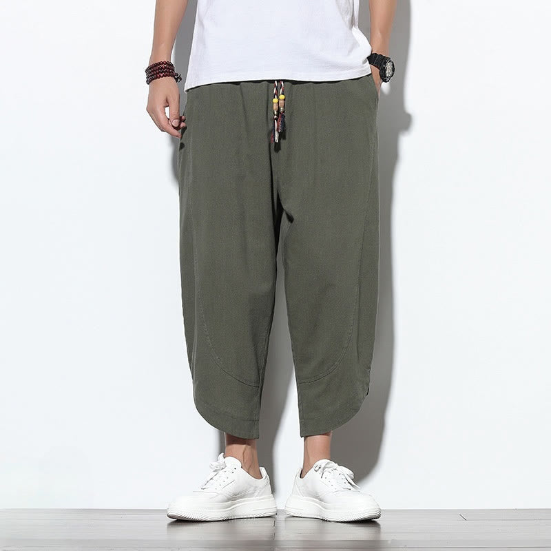 Nimara Ritual Casual Summer Drawstring 7-8 Length Men's Harem Pants With Pockets
