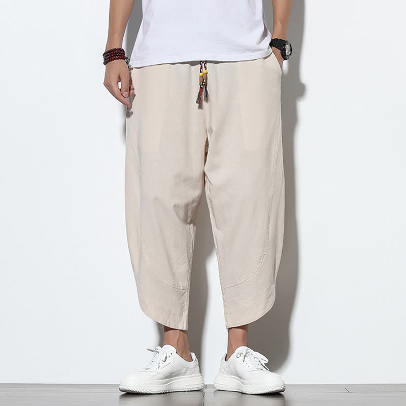 Nimara Ritual Casual Summer Drawstring 7-8 Length Men's Harem Pants With Pockets