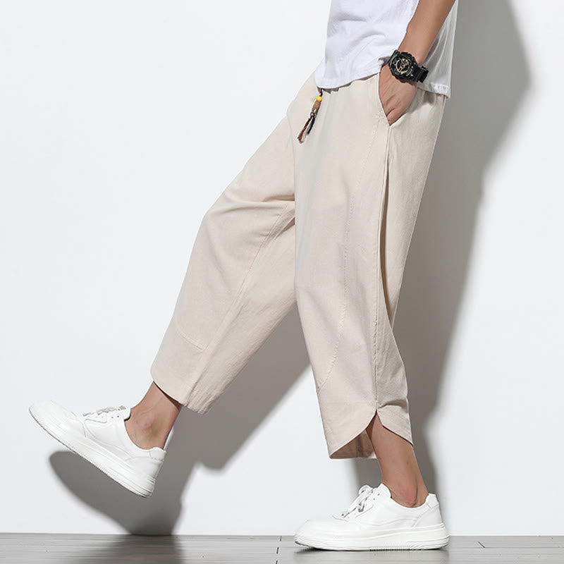 Nimara Ritual Casual Summer Drawstring 7-8 Length Men's Harem Pants With Pockets