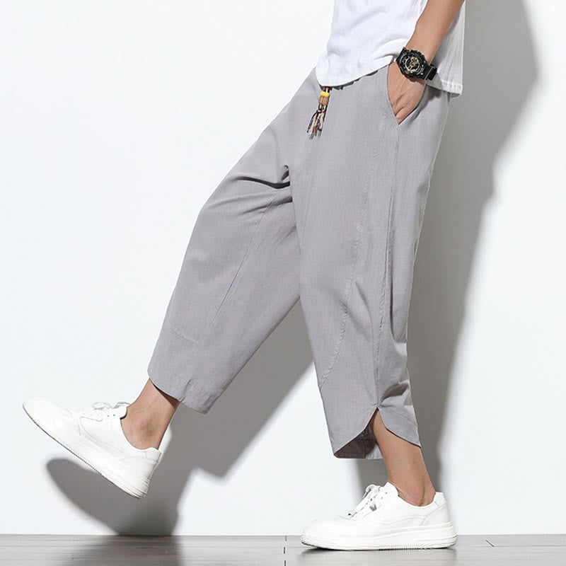 Nimara Ritual Casual Summer Drawstring 7-8 Length Men's Harem Pants With Pockets