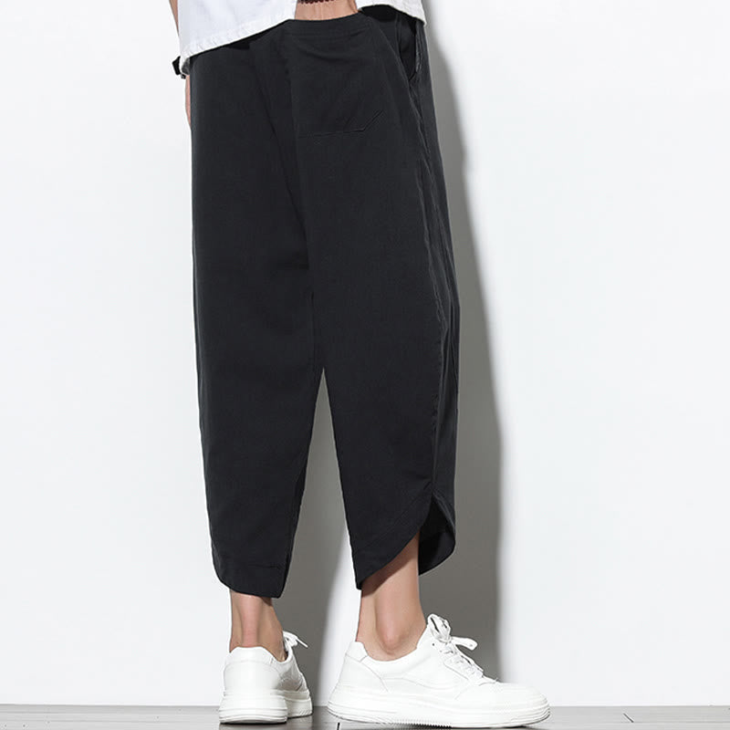 Nimara Ritual Casual Summer Drawstring 7-8 Length Men's Harem Pants With Pockets