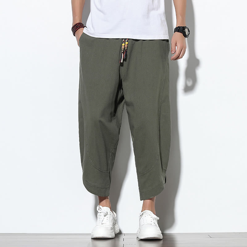 Nimara Ritual Casual Summer Drawstring 7-8 Length Men's Harem Pants With Pockets