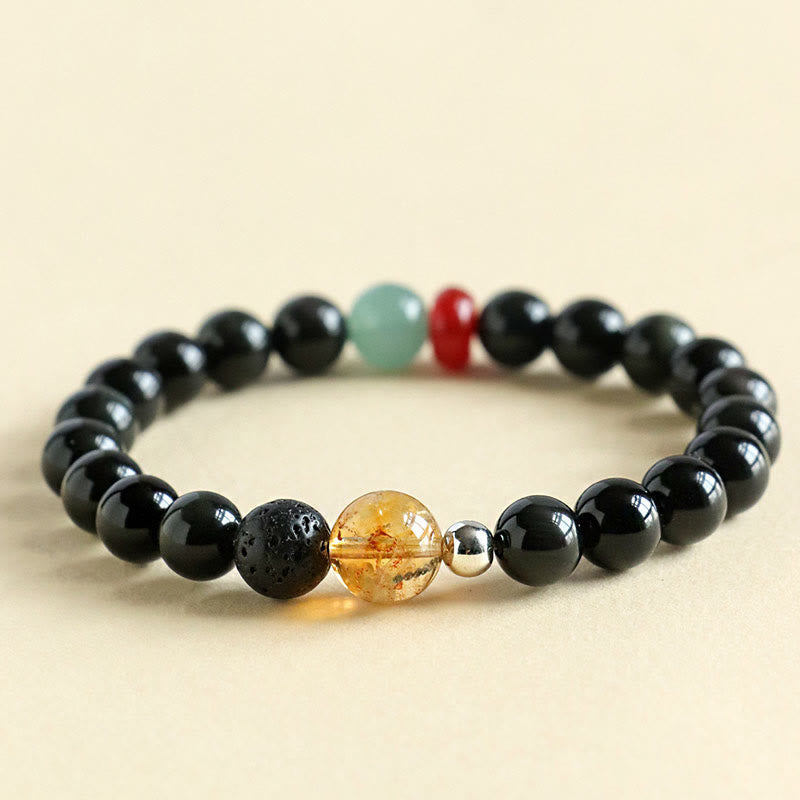 Nimara Ritual Natural Black Obsidian Beads Strength Fulfillment Bracelet