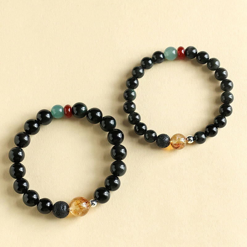 Nimara Ritual Natural Black Obsidian Beads Strength Fulfillment Bracelet