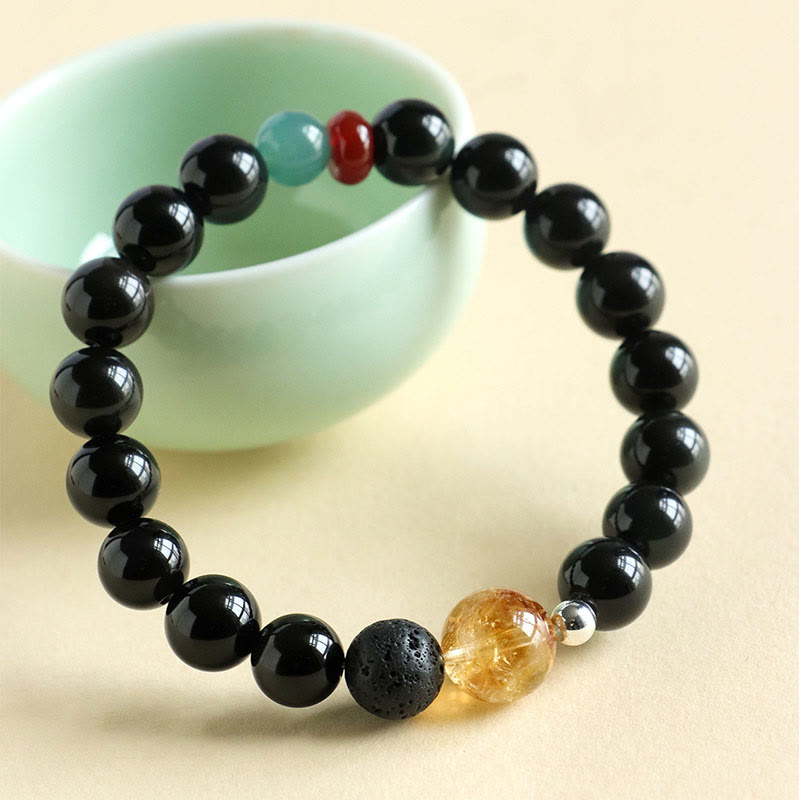 Nimara Ritual Natural Black Obsidian Beads Strength Fulfillment Bracelet