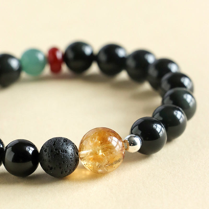 Nimara Ritual Natural Black Obsidian Beads Strength Fulfillment Bracelet