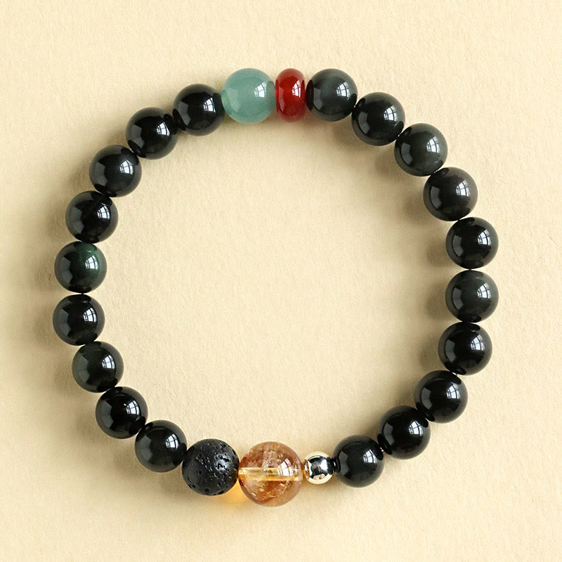 Nimara Ritual Natural Black Obsidian Beads Strength Fulfillment Bracelet