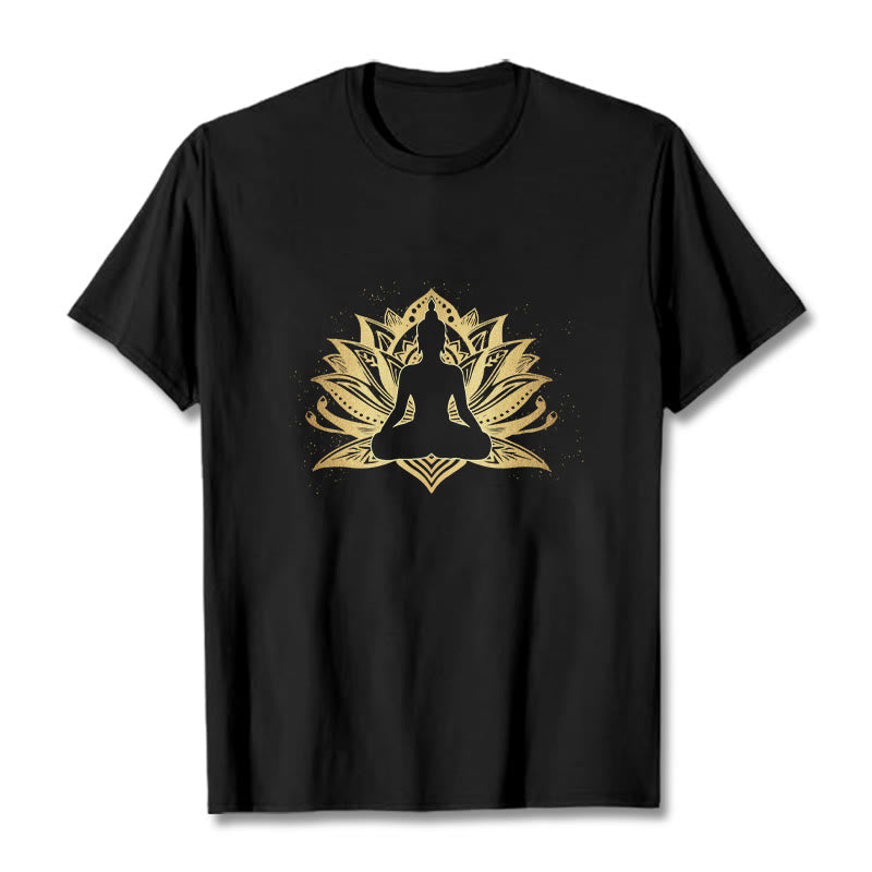 Nimara Ritual Golden Lotus Meditation Buddha Tee T-shirt