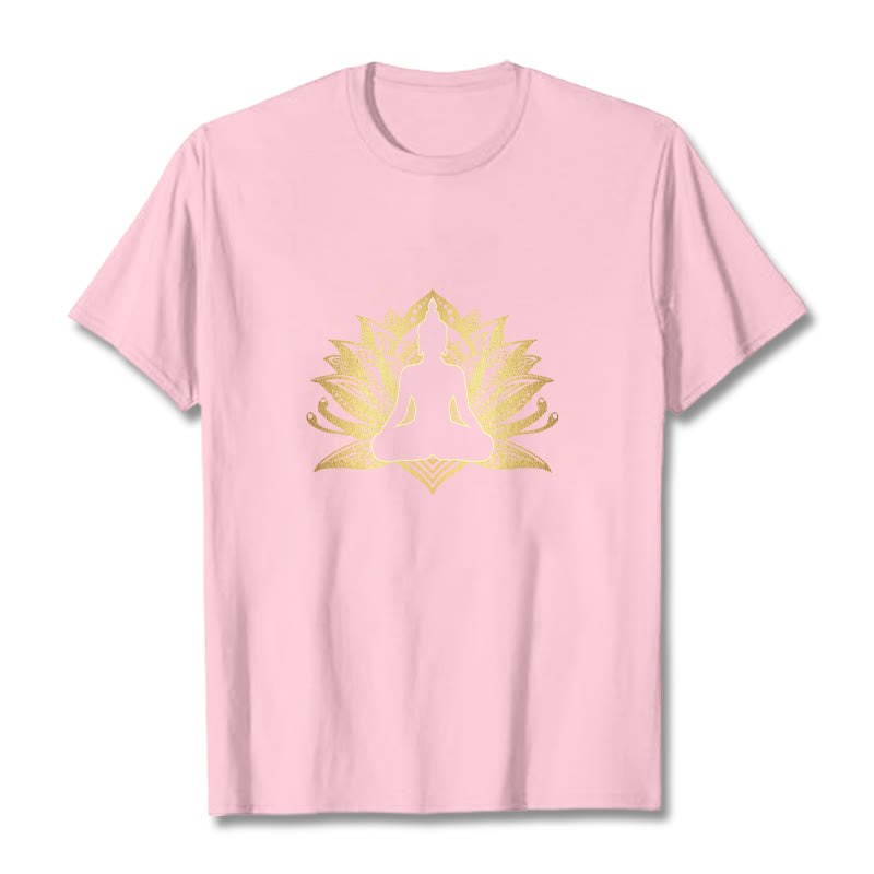Nimara Ritual Golden Lotus Meditation Buddha Tee T-shirt