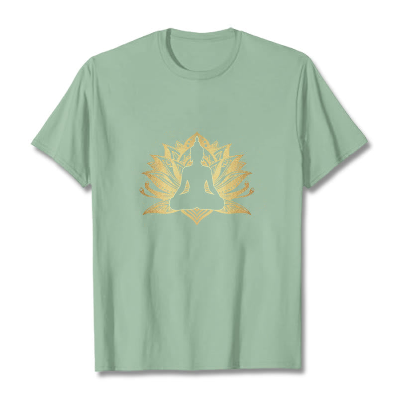 Nimara Ritual Golden Lotus Meditation Buddha Tee T-shirt