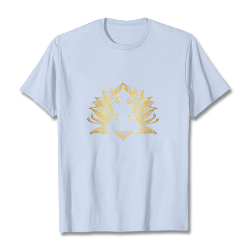 Nimara Ritual Golden Lotus Meditation Buddha Tee T-shirt