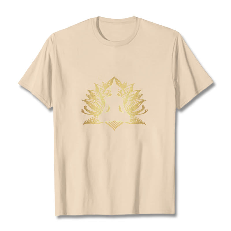 Nimara Ritual Golden Lotus Meditation Buddha Tee T-shirt