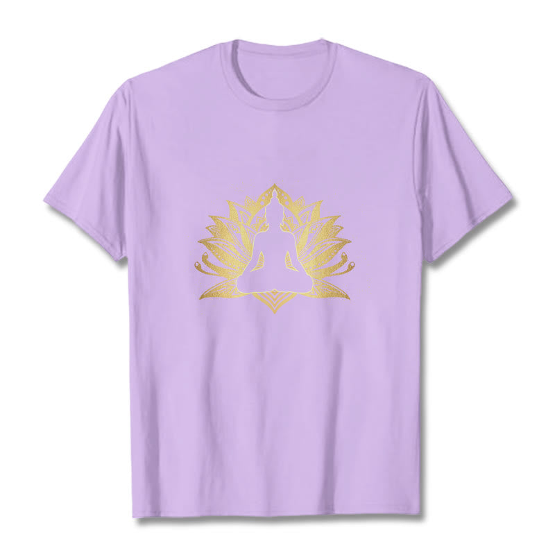 Nimara Ritual Golden Lotus Meditation Buddha Tee T-shirt