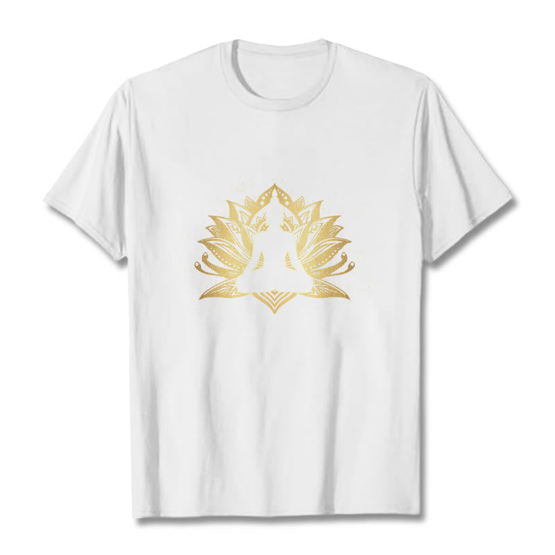 Nimara Ritual Golden Lotus Meditation Buddha Tee T-shirt