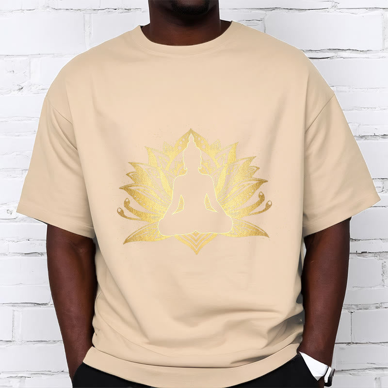 Nimara Ritual Golden Lotus Meditation Buddha Tee T-shirt