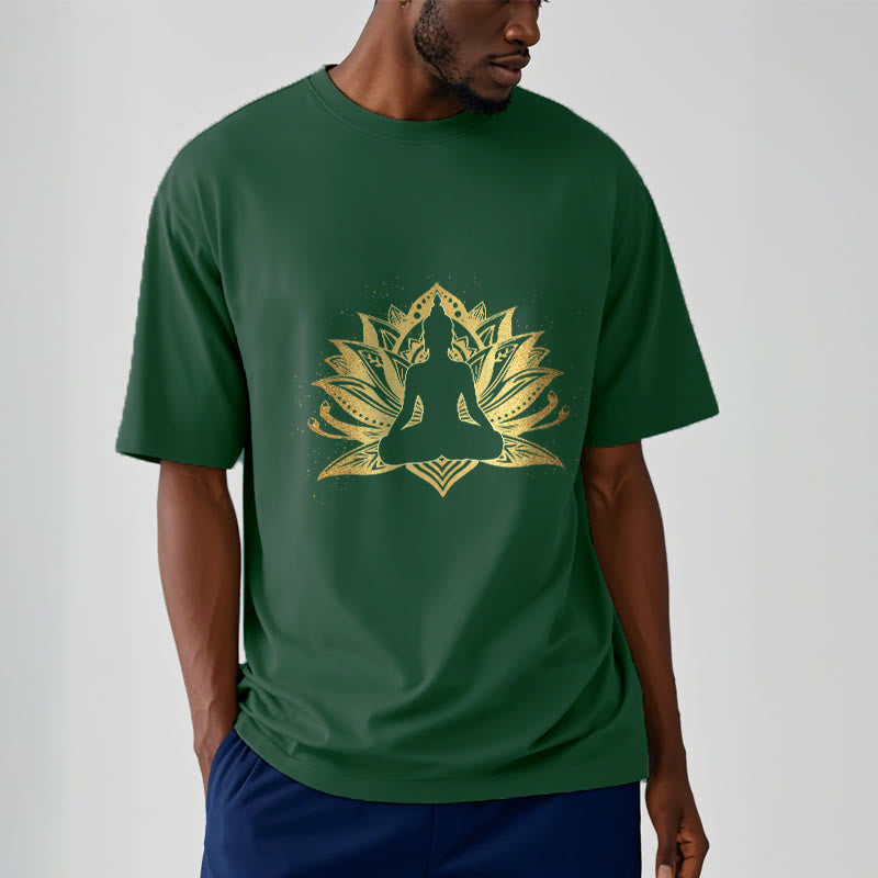 Nimara Ritual Golden Lotus Meditation Buddha Tee T-shirt