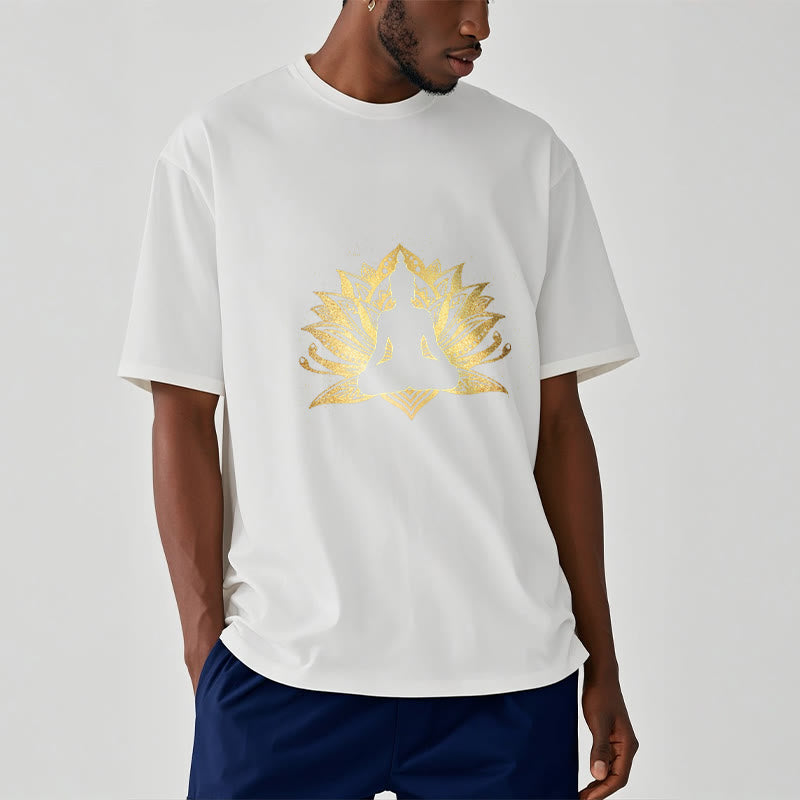 Nimara Ritual Golden Lotus Meditation Buddha Tee T-shirt