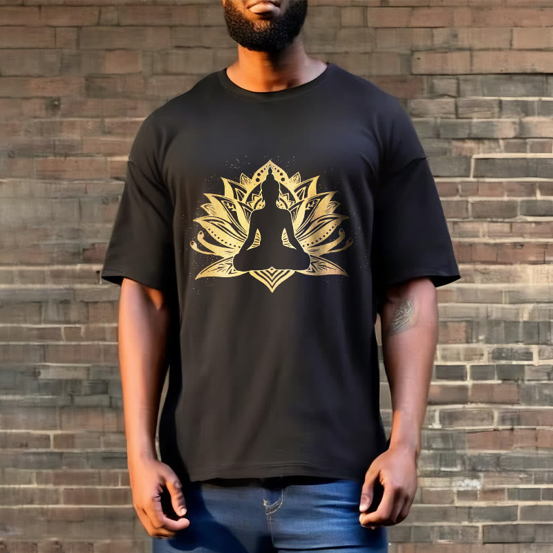 Nimara Ritual Golden Lotus Meditation Buddha Tee T-shirt