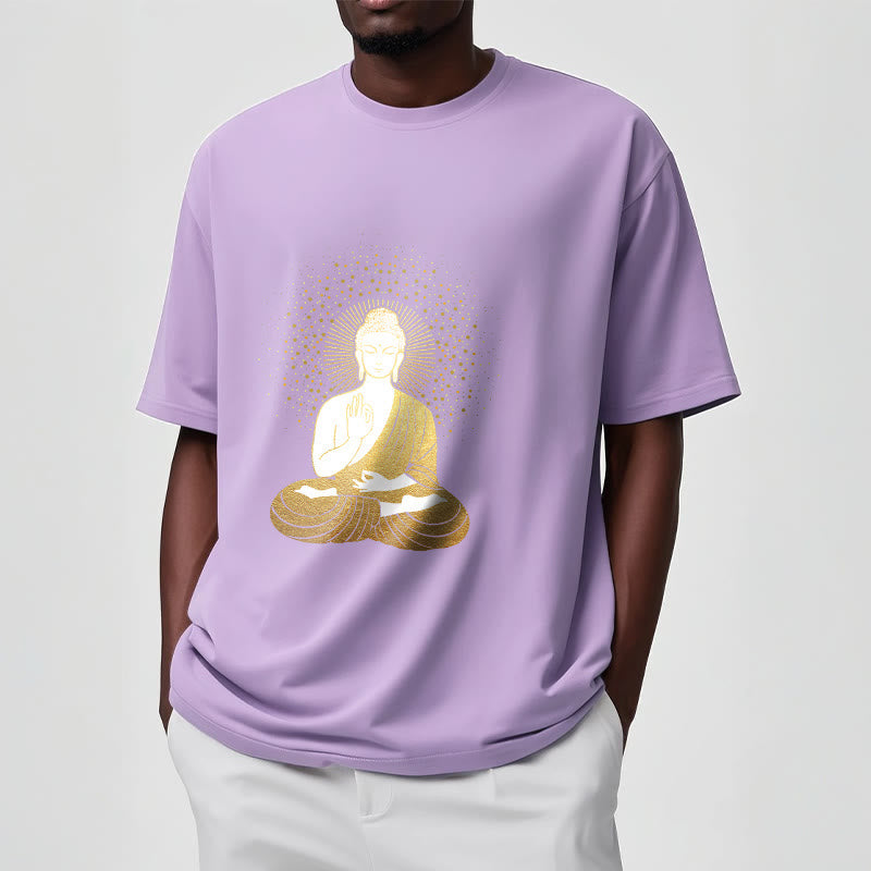 Nimara Ritual Golden Meditation Buddha With Golden Aura Tee T-shirt