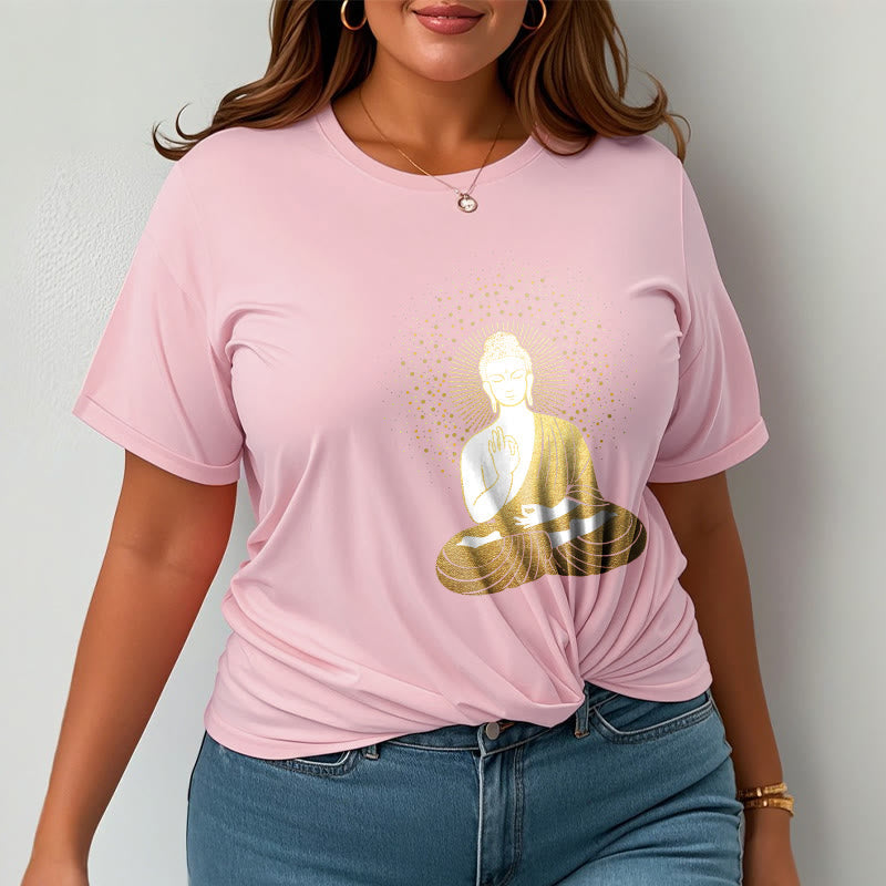Nimara Ritual Golden Meditation Buddha With Golden Aura Tee T-shirt