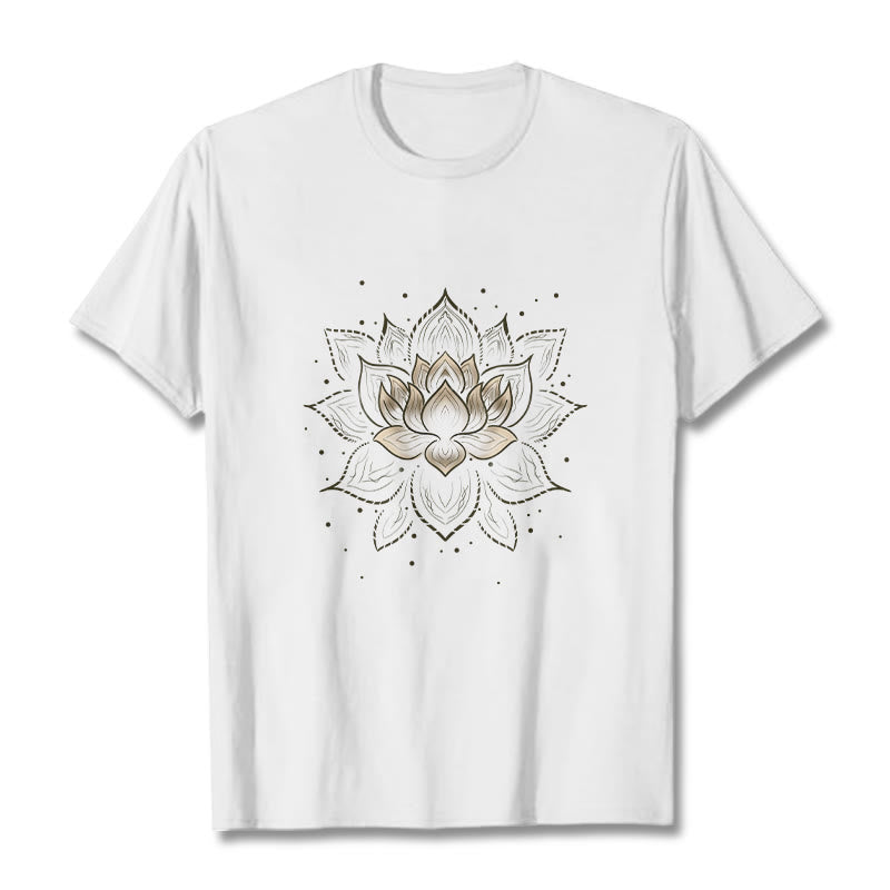 Nimara Ritual Golden Lotus Flower Design Tee T-shirt