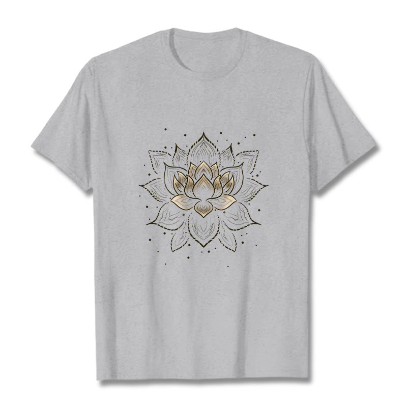 Nimara Ritual Golden Lotus Flower Design Tee T-shirt