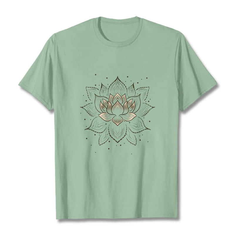 Nimara Ritual Golden Lotus Flower Design Tee T-shirt