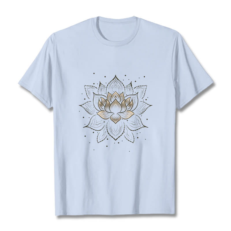 Nimara Ritual Golden Lotus Flower Design Tee T-shirt