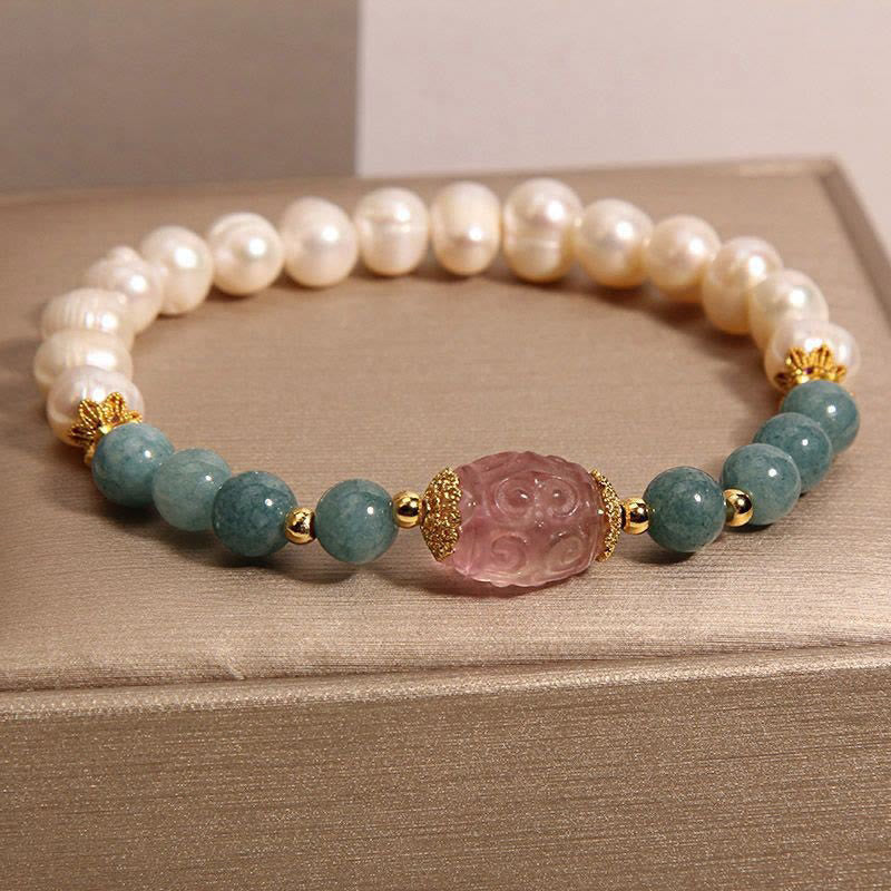 Nimara Ritual Pearl Jade Strawberry Quartz Purity Bracelet